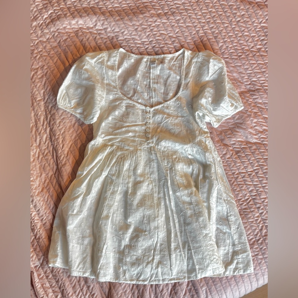 Charming White Peasant Mini Dress